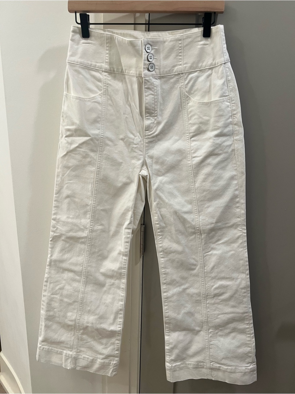 kate spade White Jeans with Contrasting Button Trim